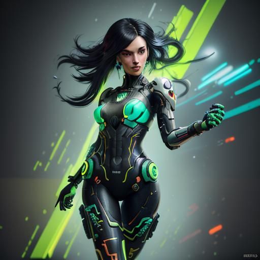 Nintendo Switch Girl in Cyberpunk Anime Style