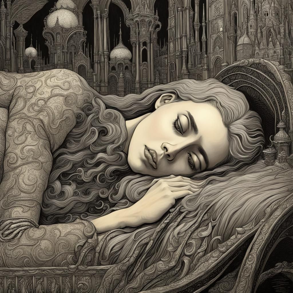 Sleeping Beauty in Post-Impressionist Biomechanical Style