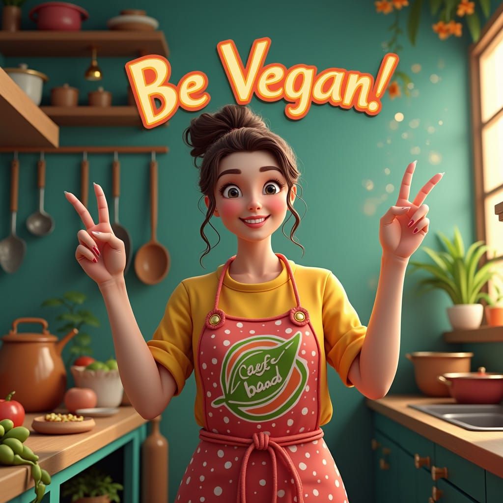 Vibrant Vegan Chef Spreads Peace and Love in Whimsical Kitch...