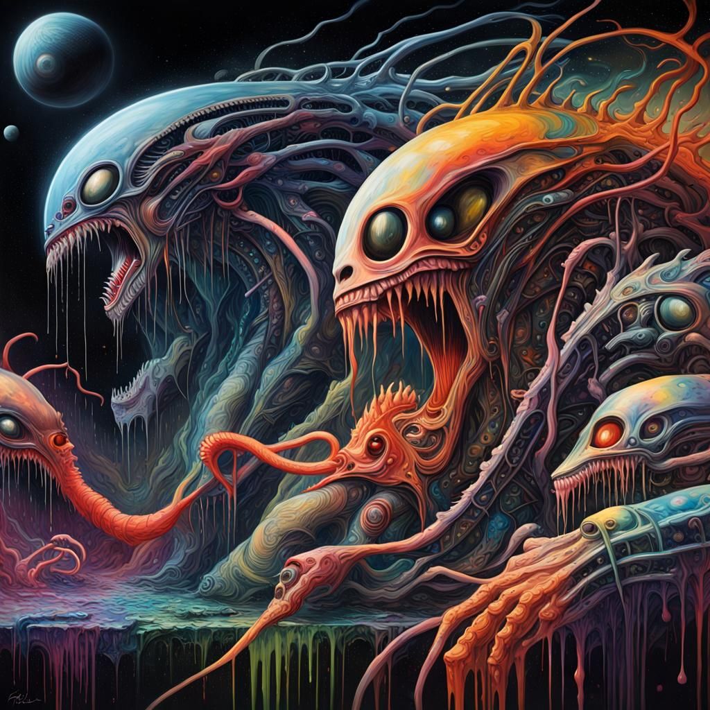 Colorful Space Alien Graffiti Art
