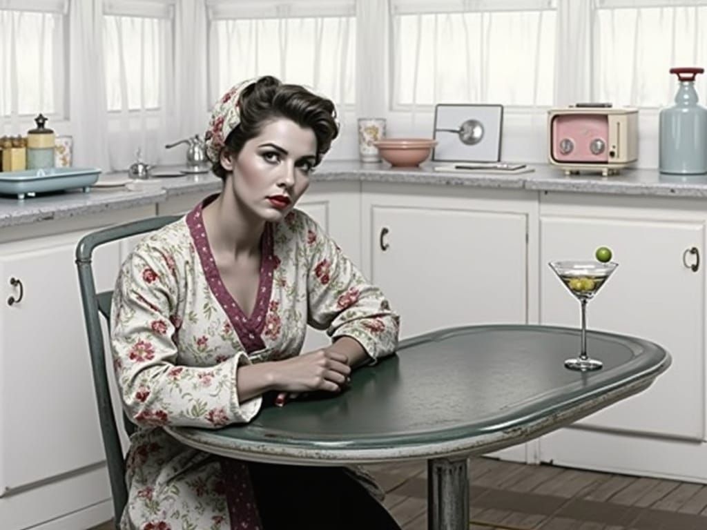 1950s Housewife in Vintage Kitchen