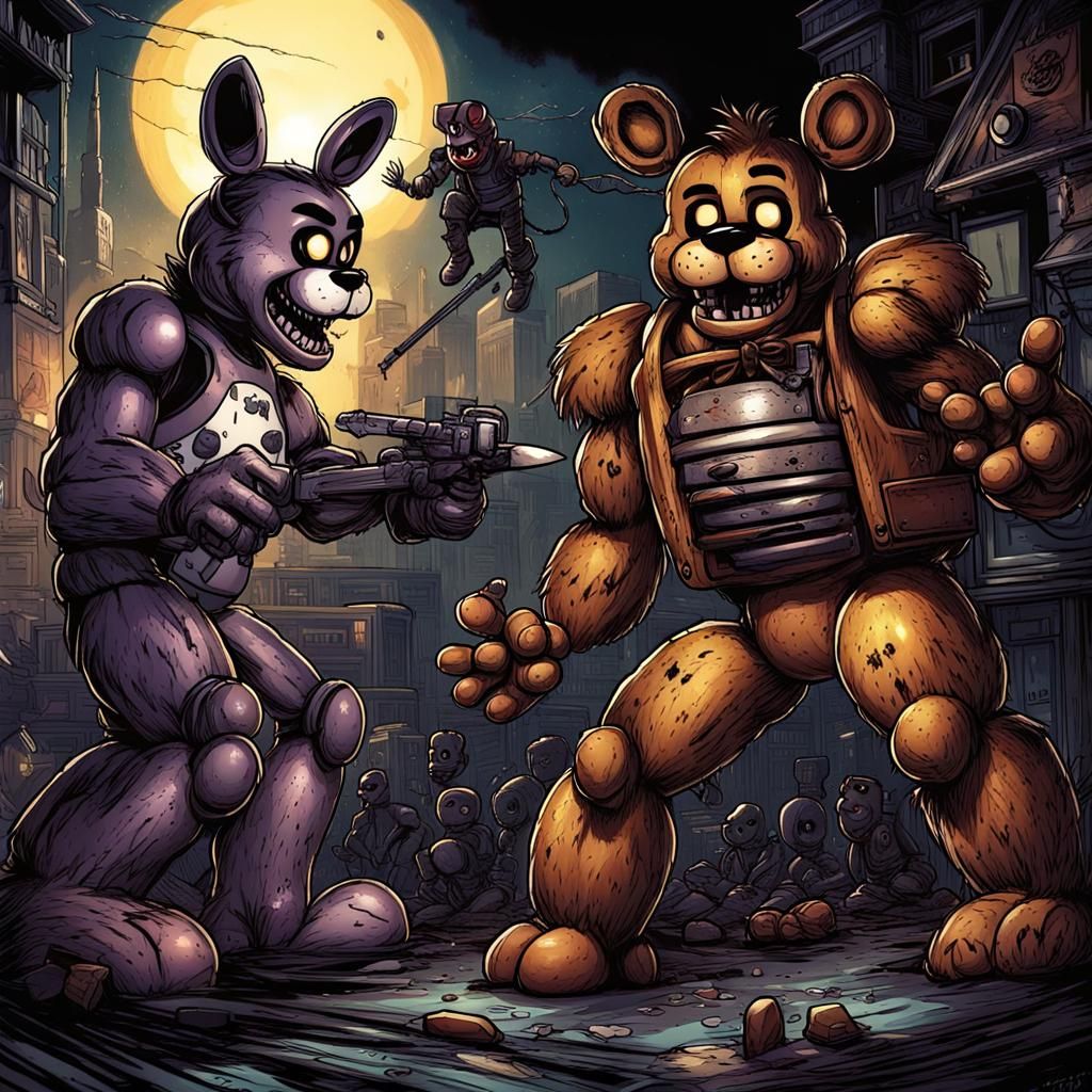 FNAF versus FNF in Comic Book Style