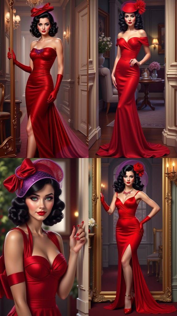 Sultry 1940s Pin-Up Woman in Vintage Glamour Attire