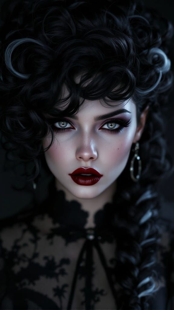 Ethereal Gothic Goddess with Dramatic Features