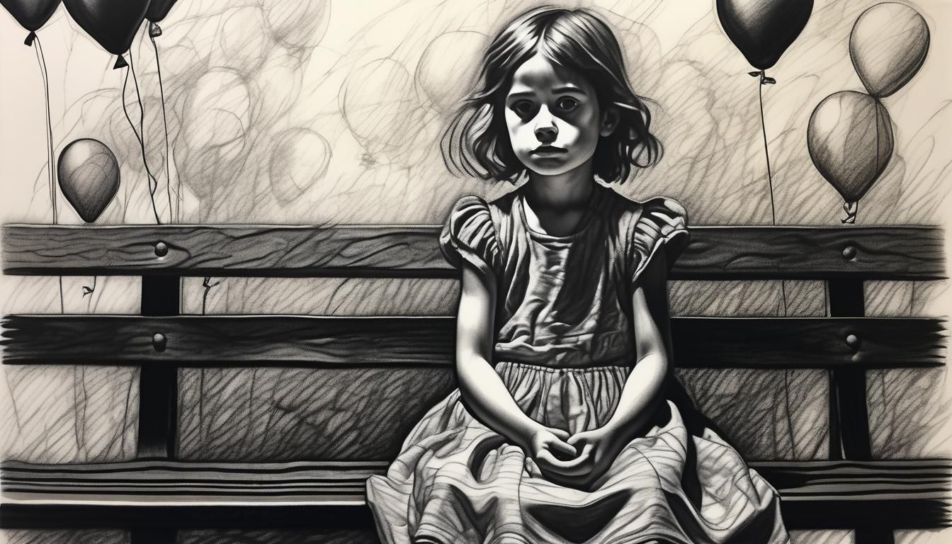 Girl with Balloons: Charcoal Drawing in Renaissance Style