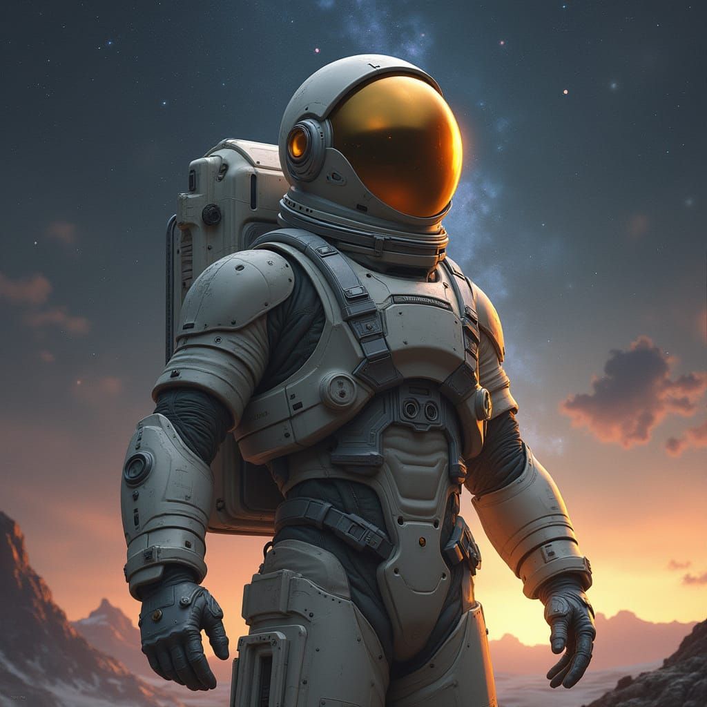 Heroic Astronaut in Futuristic Expanse
