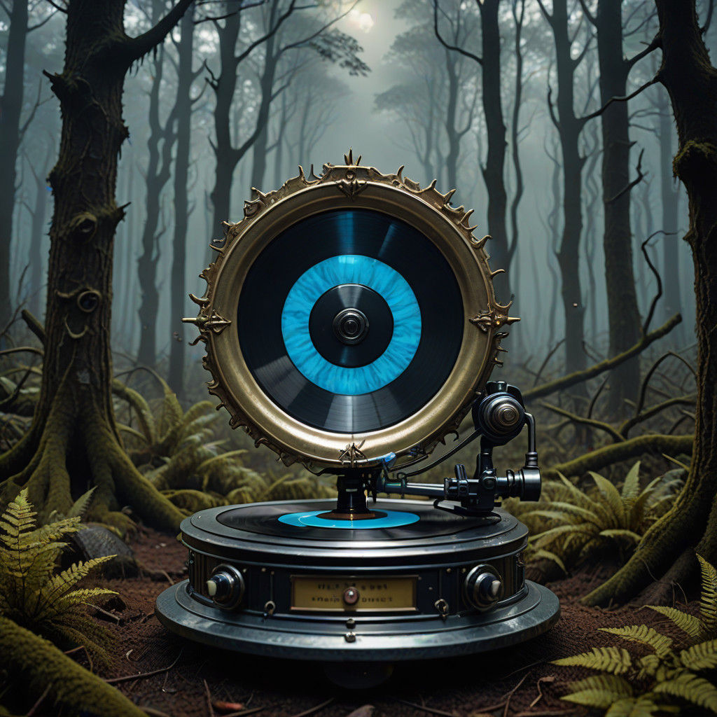 Surreal Digimon in a Dark, Misty Forest