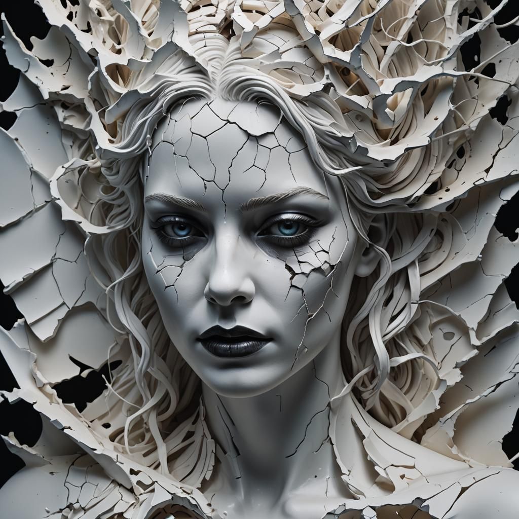 Create a hyper-realistic, close-up image of a pristine white...