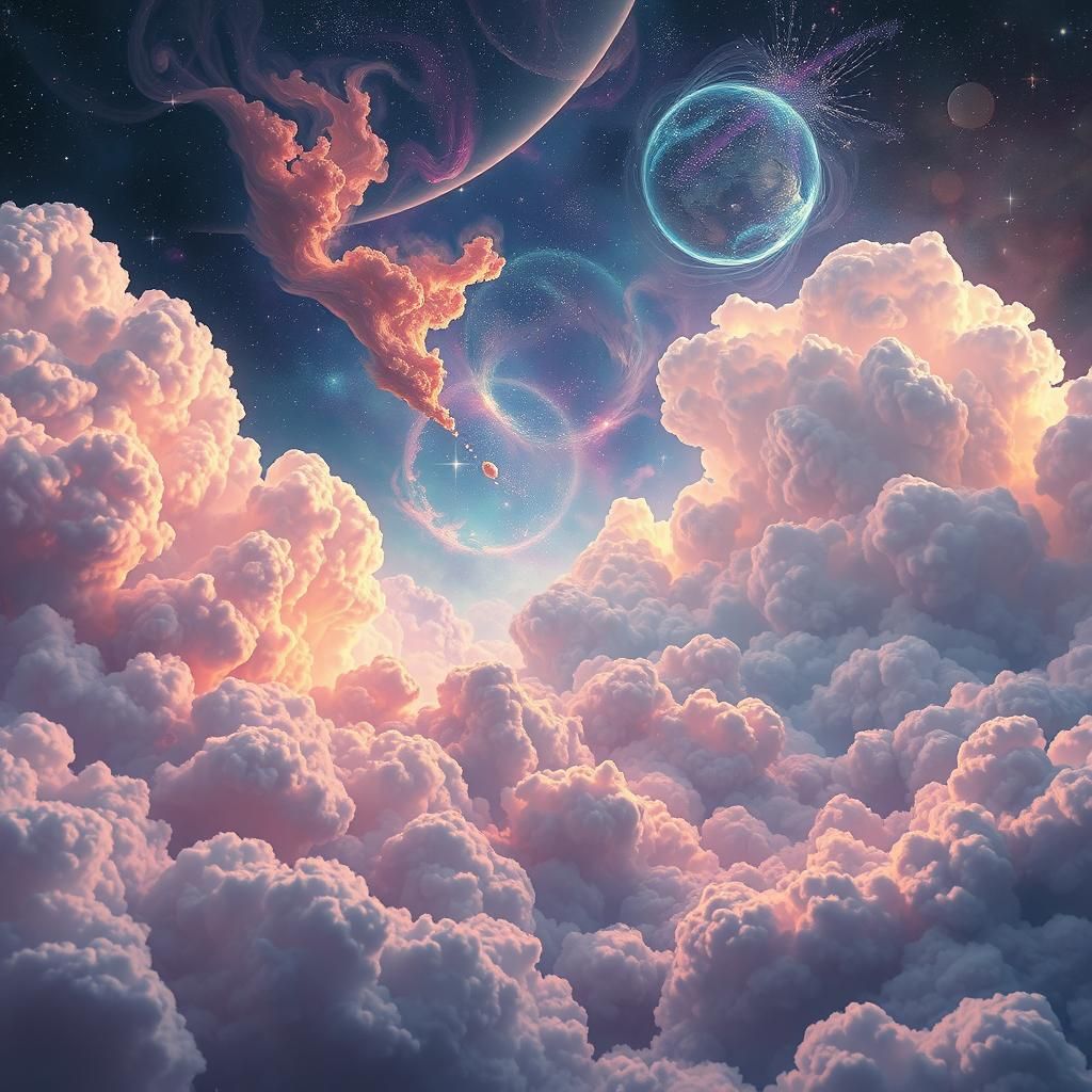 Dreamlike Fantasy World of Nebulae and Stars