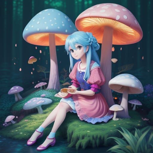 Surreal Fantasy Girl in Vibrant 3D Animation