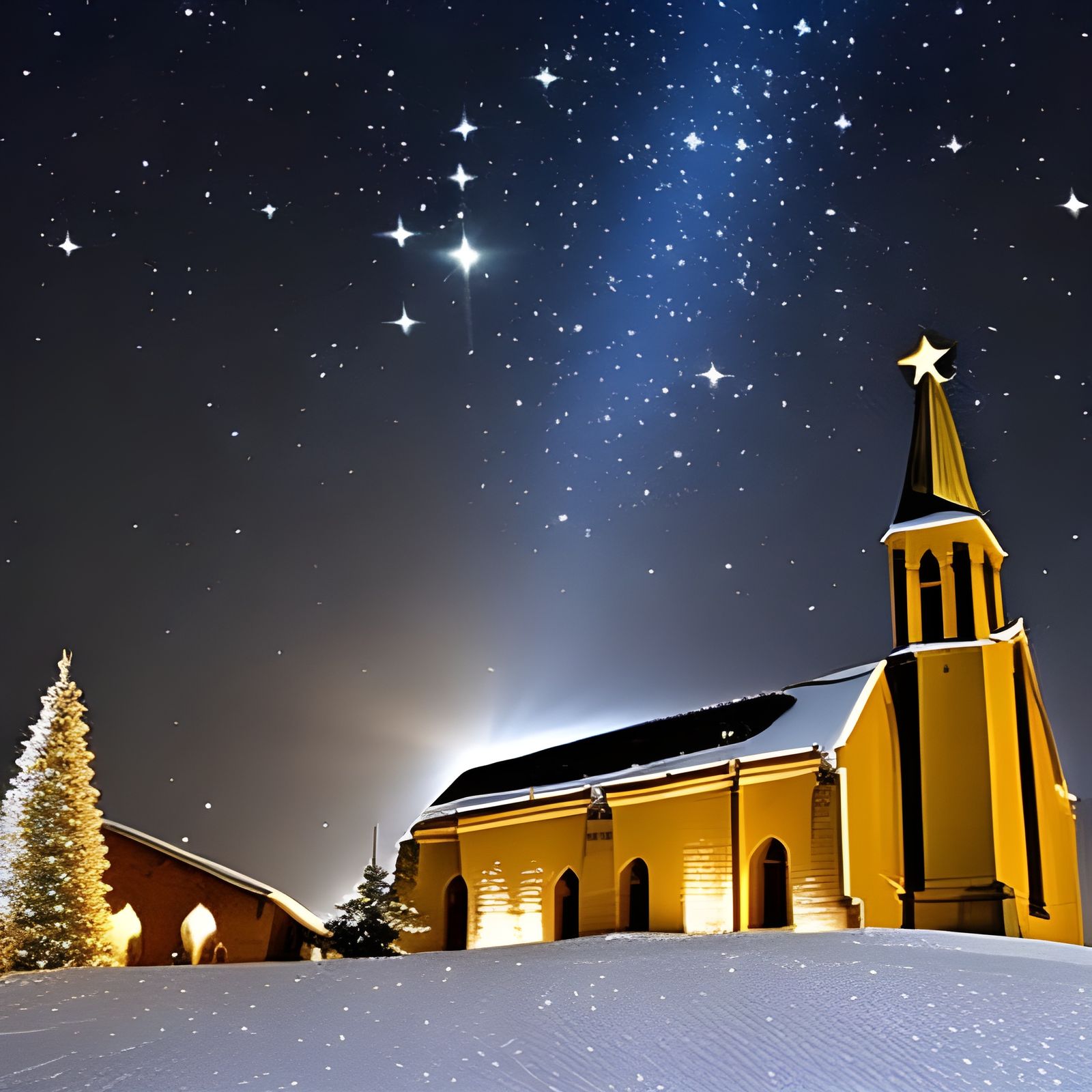 Christmas Star Beams Over Bethlehem on Holy Night
