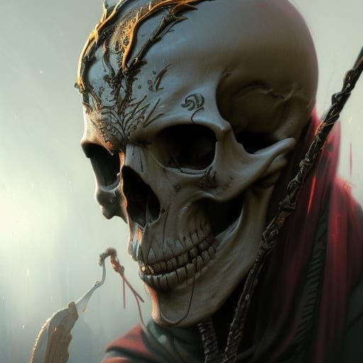 Necromancer Skull Staff in Dark Fantasy Style
