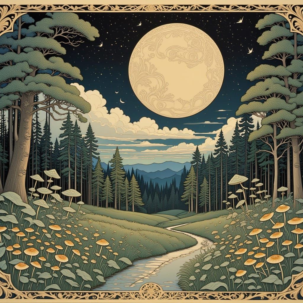 Whimsical Evening Love Song in Ornate Clouds and Intricate P...