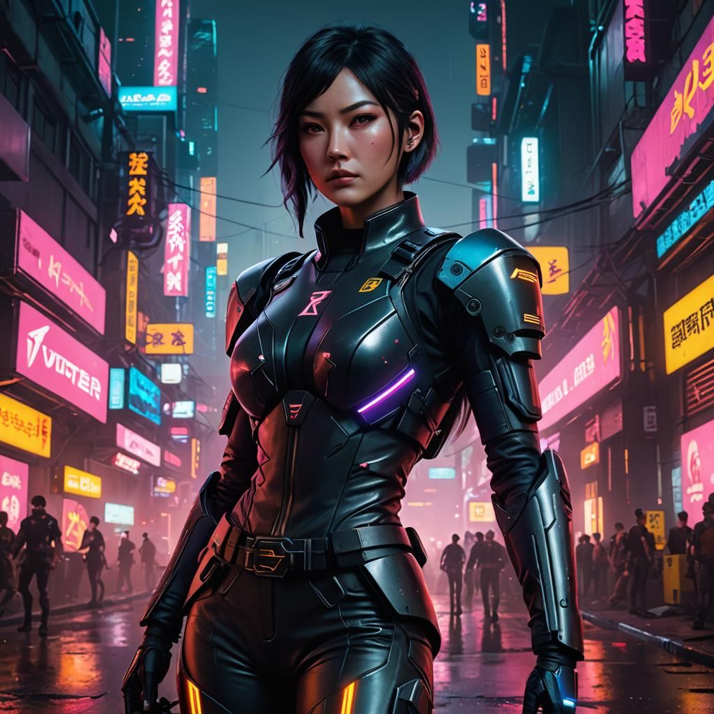 Priss Asagiri in Cyberpunk Battlesuit with Neon