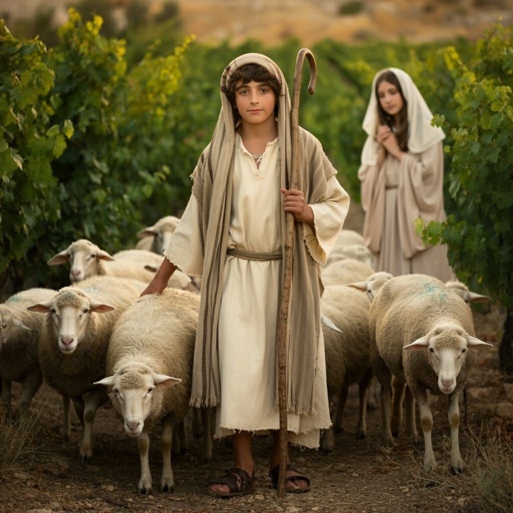 Ancient Hebrew Shepherd in Golden Hour