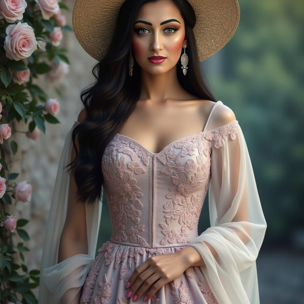 Serene Woman in Fairytale Attire, Fantasy Concept Art