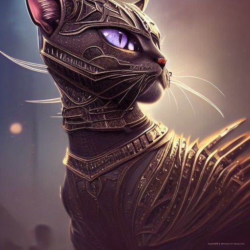 Fierce Armored Cat in Cyberpunk Style