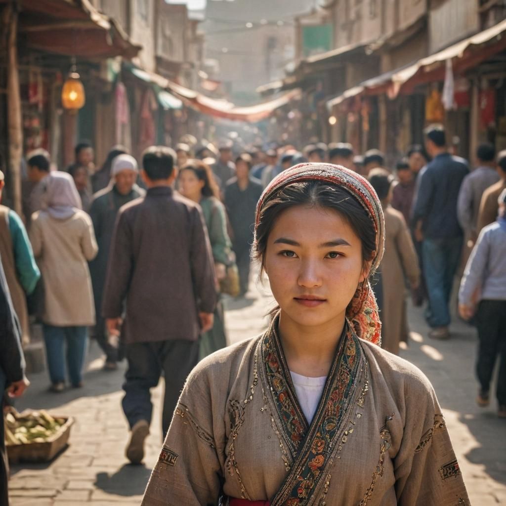 Uyghur Woman in Ürümqi Market: Street Photography