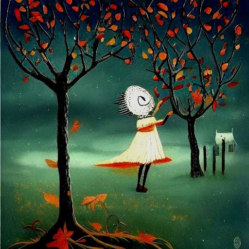 Girl and Kitten at Spooky House, in Pop Surrealism