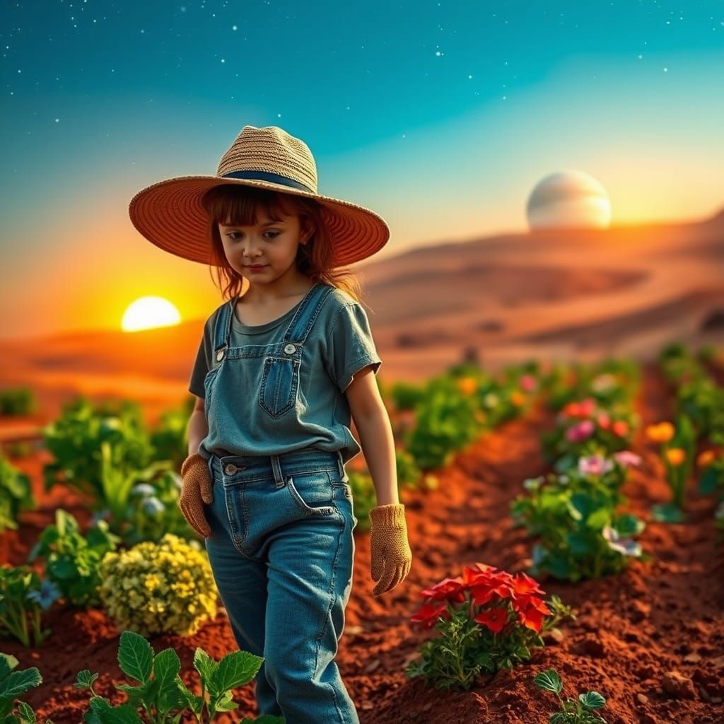 Girl's Martian Garden: Photograph in Professional Style