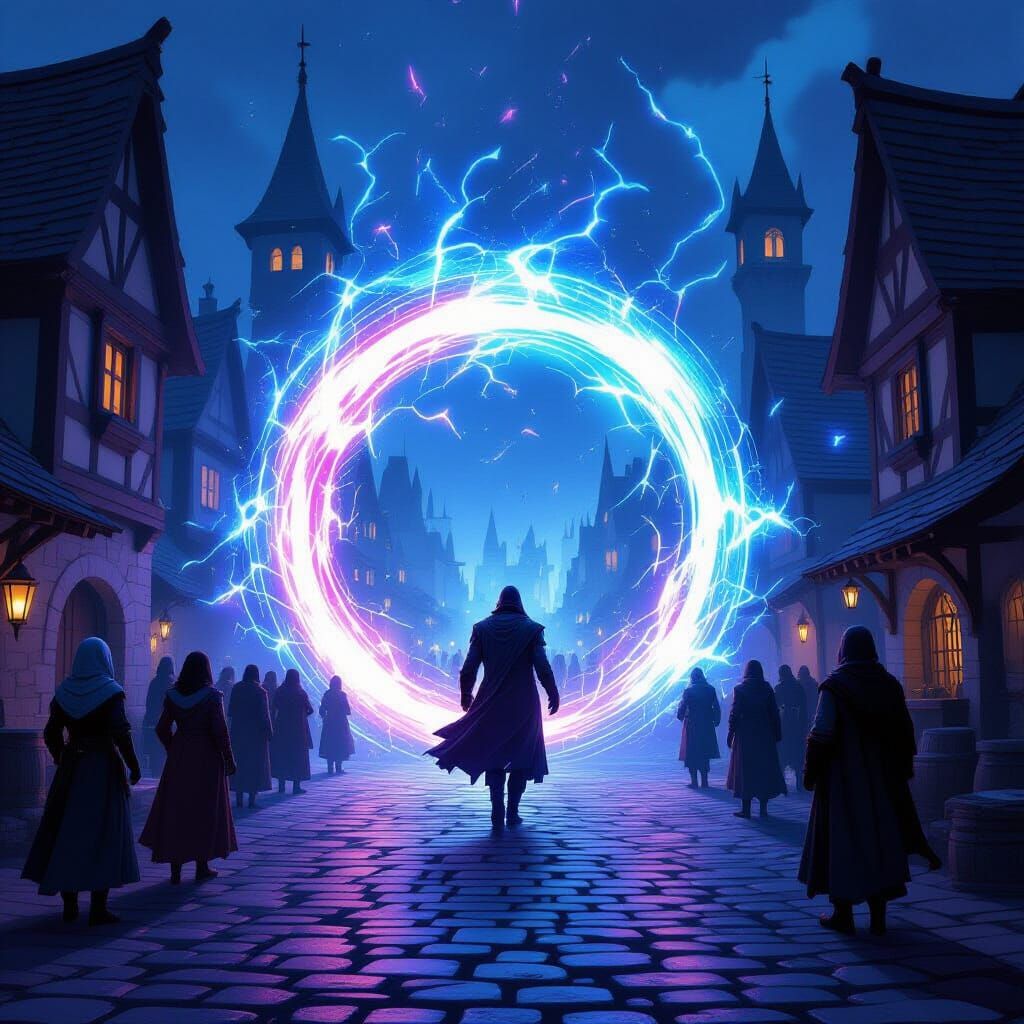 Scientist Enters Medieval Village Through Glowing Portal
