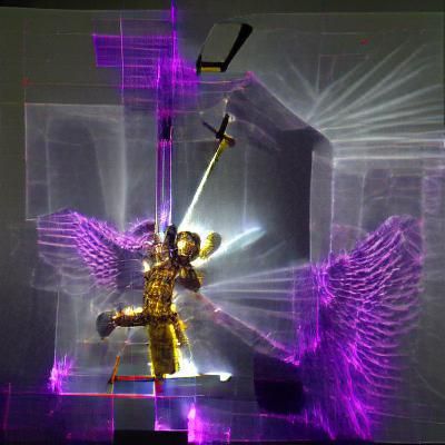 Archangel Michael Pierces Cube with Sword of Light