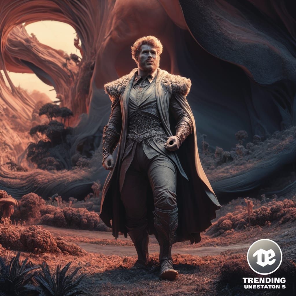 Captivating Warrior-Gentleman in Fantastical Landscape