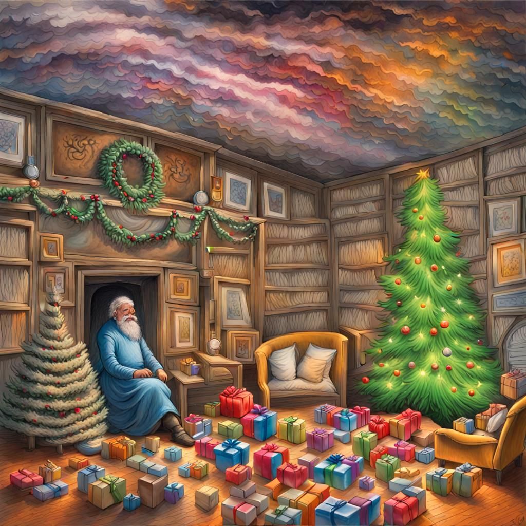 Gloomy Christmas Meltdown Crayon Drawing