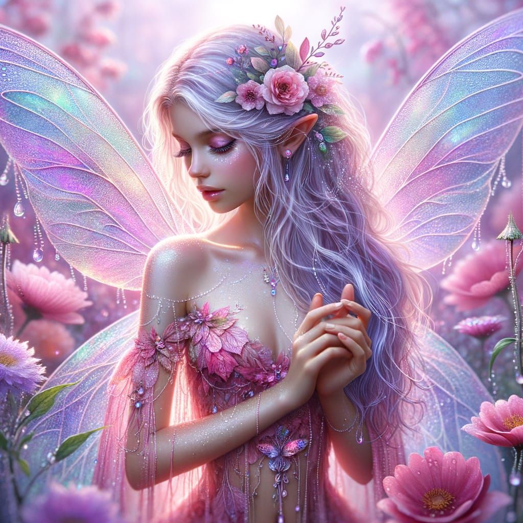 Beautiful Pink and Purple Fairy Casting Magic