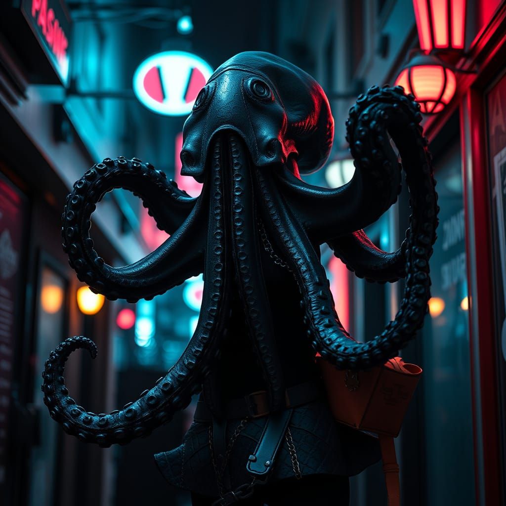 Cyberpunk Goddess Emerges from Dark Alley