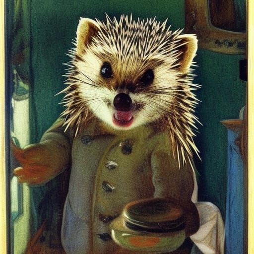 Hedgehog Selfie in a Mirror, Symbolic Style