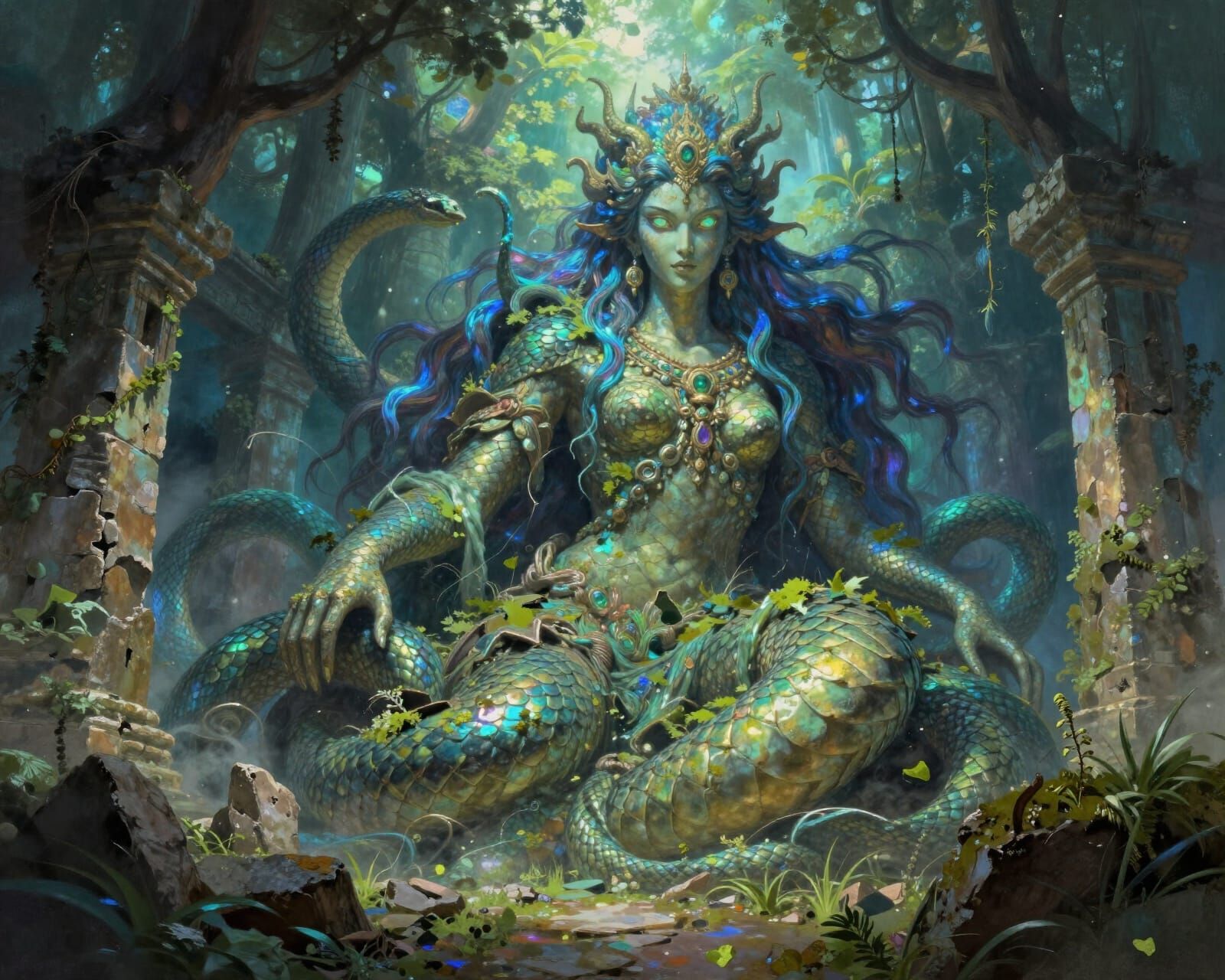 Ancient Serpent Goddess Overgrown in Time Anomaly