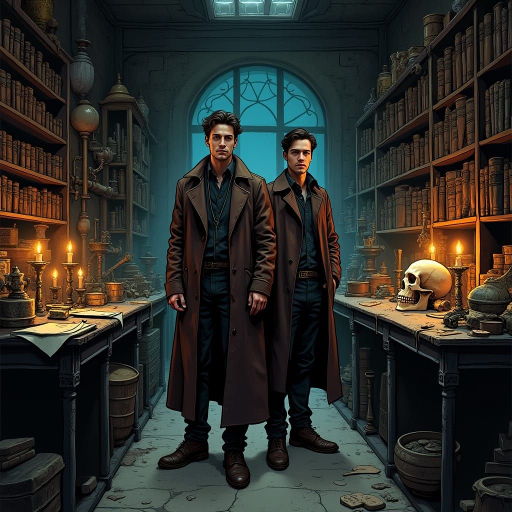 Harry Dresden in Mystical Lab, Atmospheric Digital Art