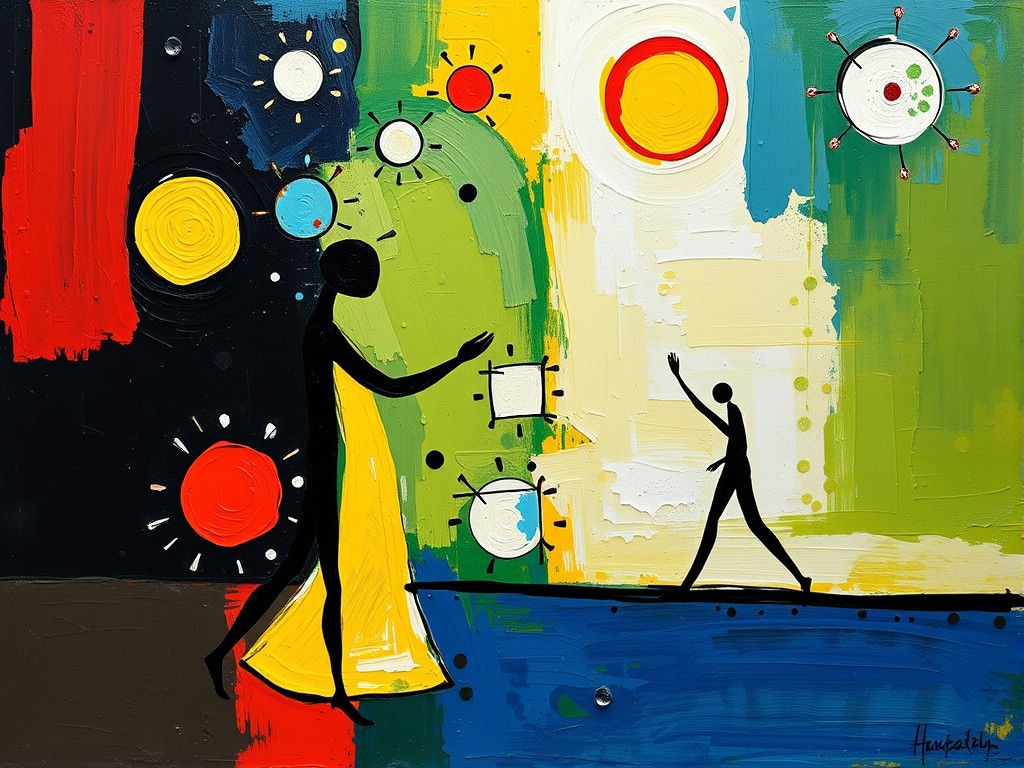 Abstract Multicoloured Oil Painting in Kandinsky Style