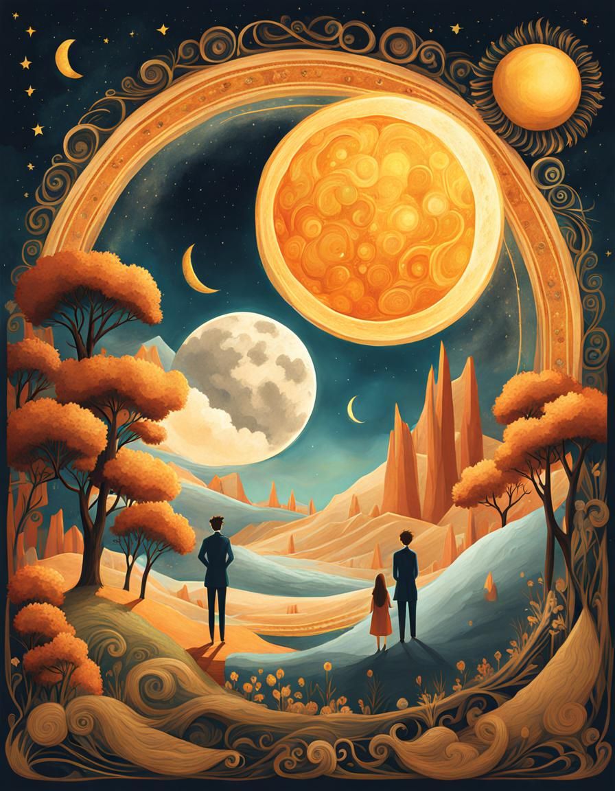 Sun, Moon, Truth: Whimsical Digital Concept Art