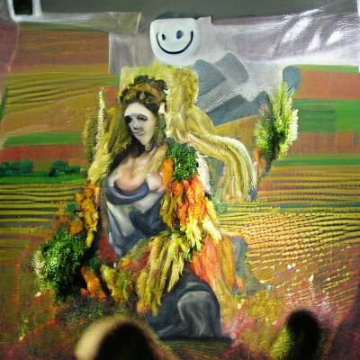 Harvest Goddess at a Rave as Impasto Painting