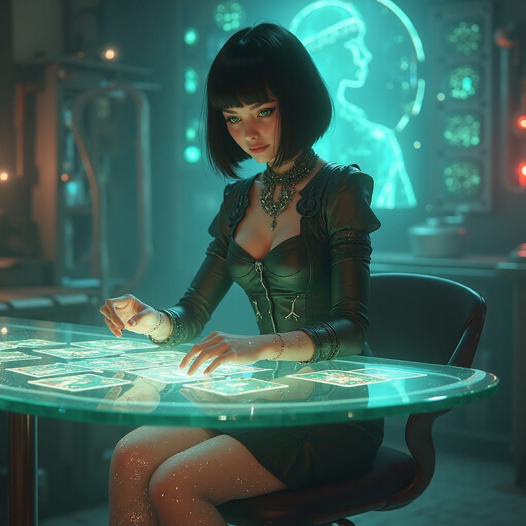 Enchanting Digital Portrait of a Young Woman in Cyberpunk At...