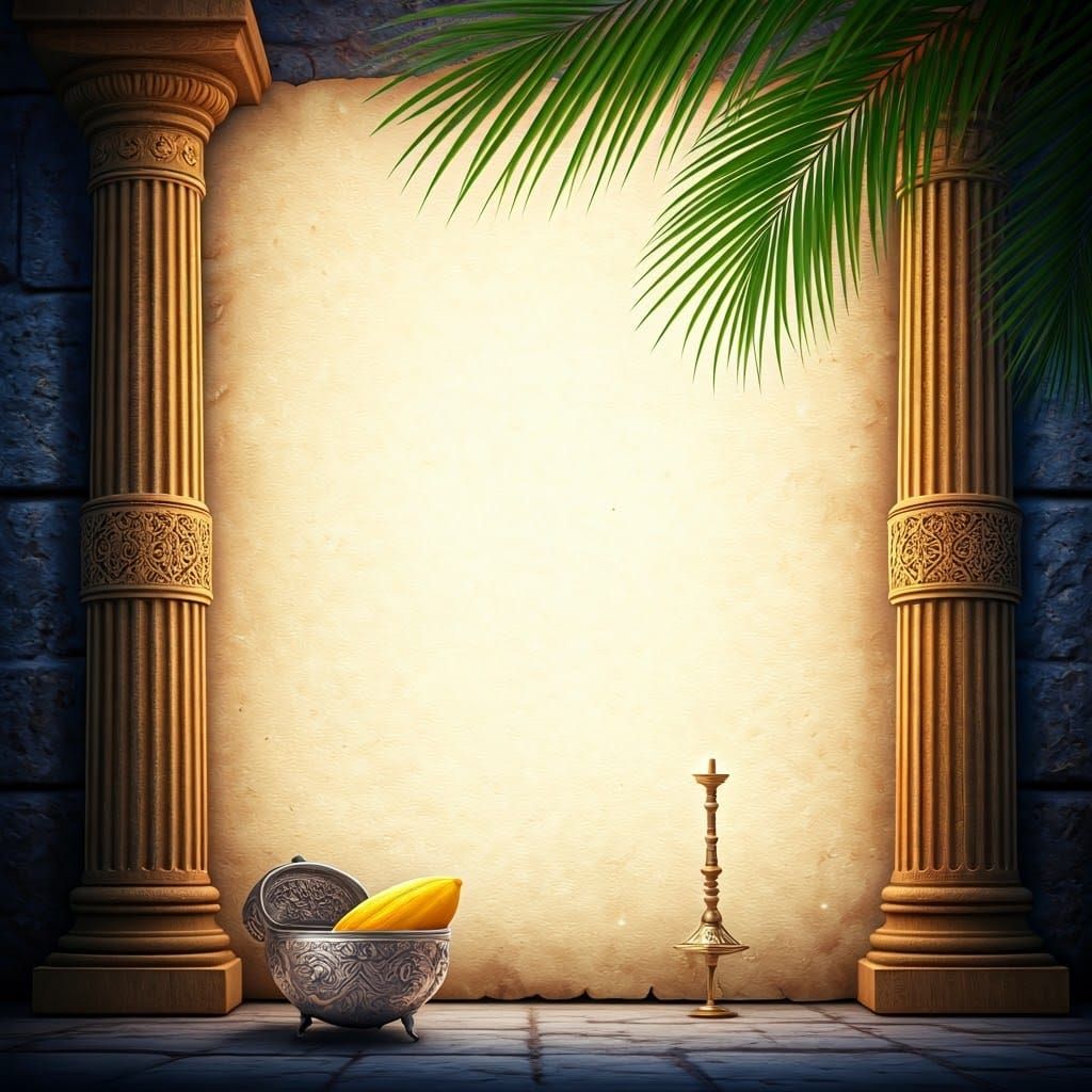 Illuminated Manuscript Page with Carved Columns