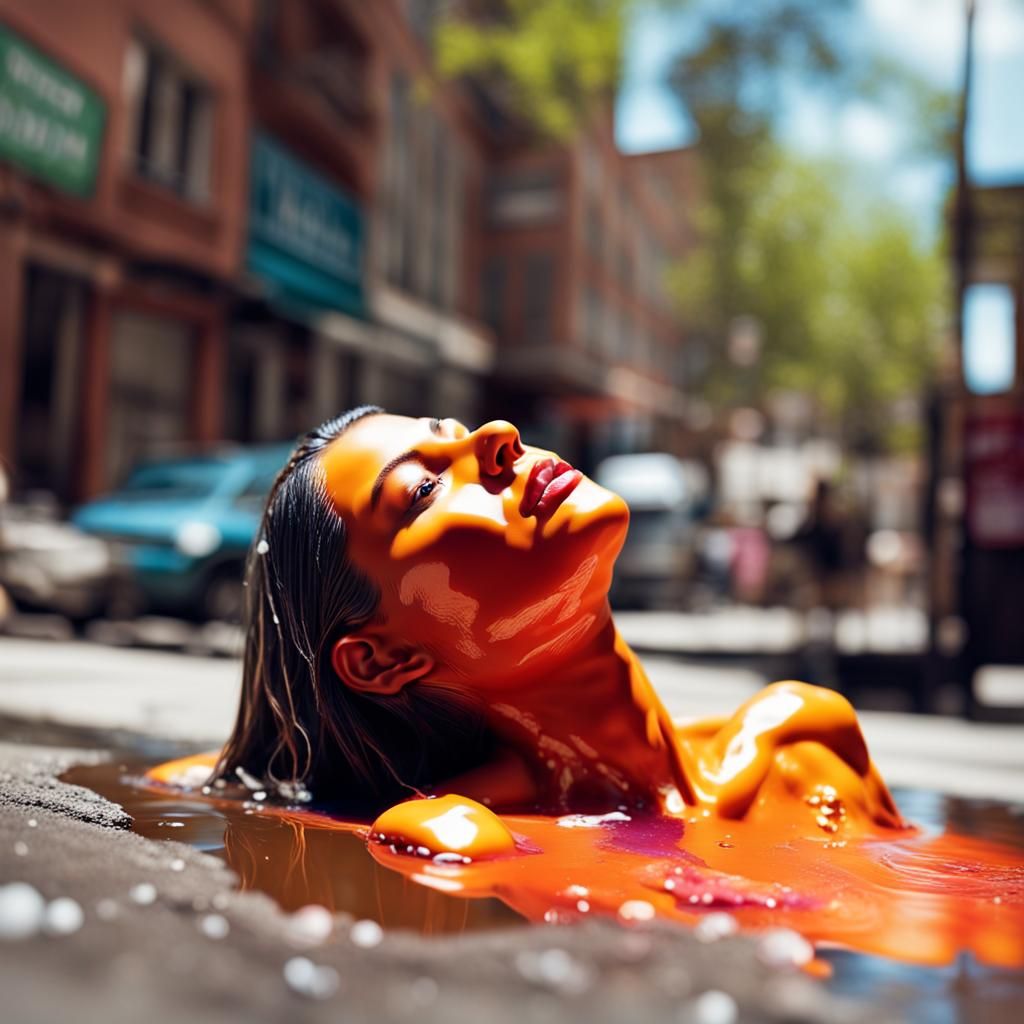 Surreal Melting Woman in Vibrant Colors