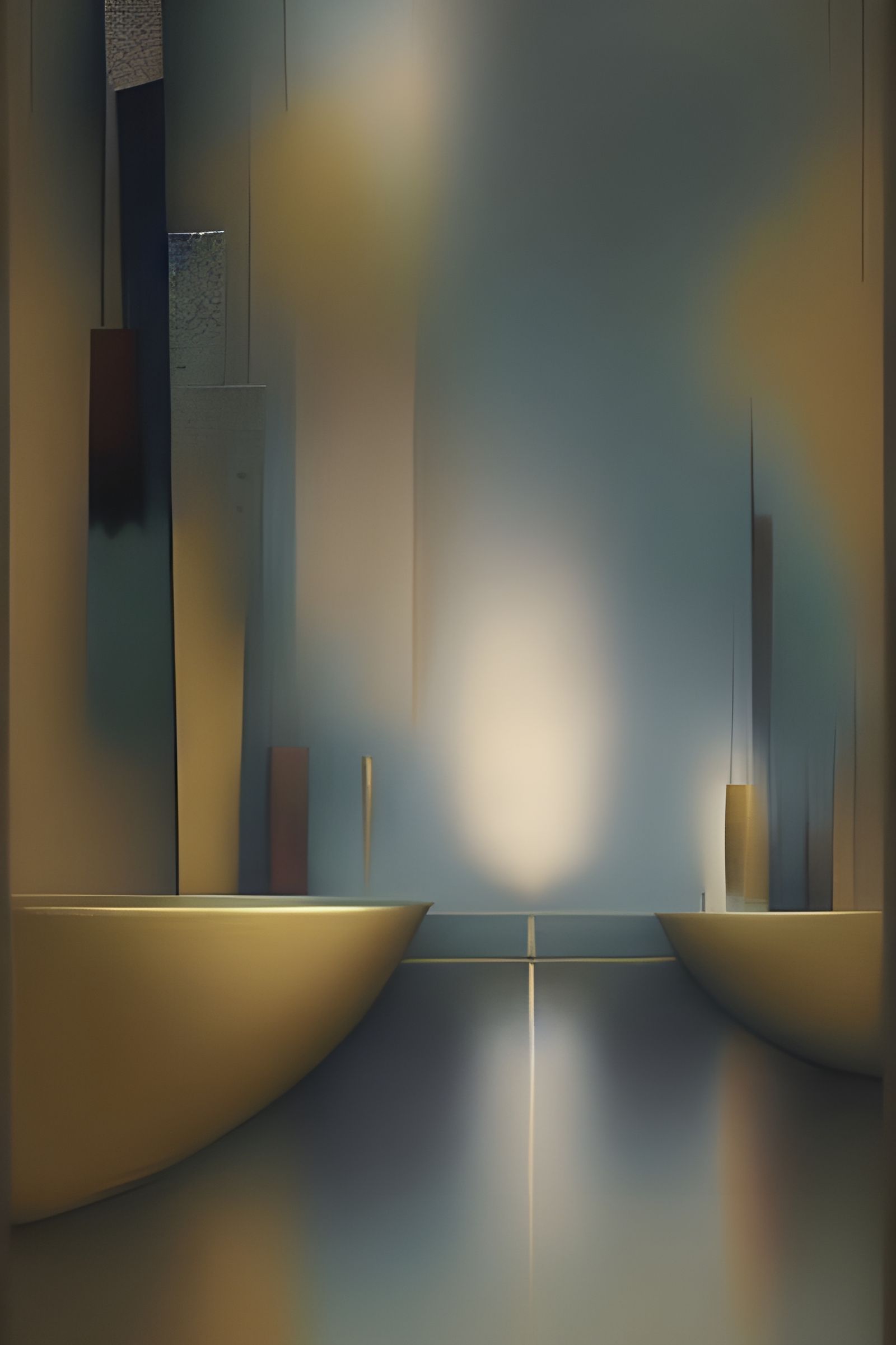 Golden Abstract Cycles Blending in Matte Painting Style