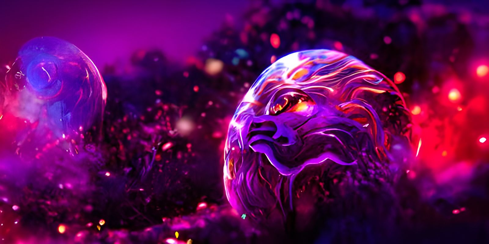 Holographic Purple Lion in Astral Cosmic Style