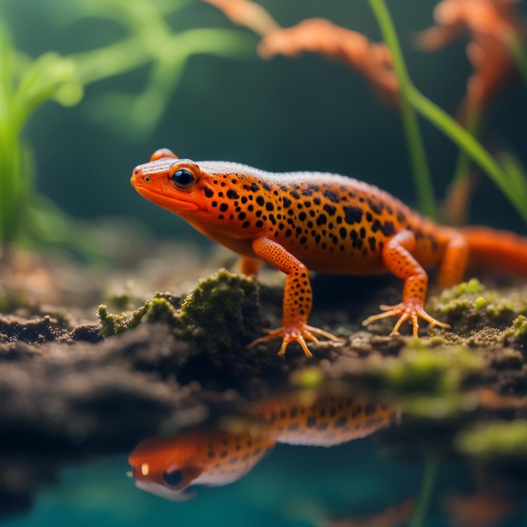 Colorful Newt Swimming Underwater: Professional Photography