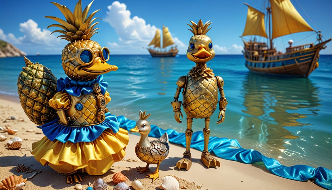 Steampunk Pineapple's Beach Vacation in 3D