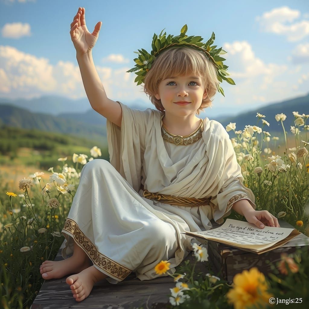 Poet Lost in Thought: Whimsical Art