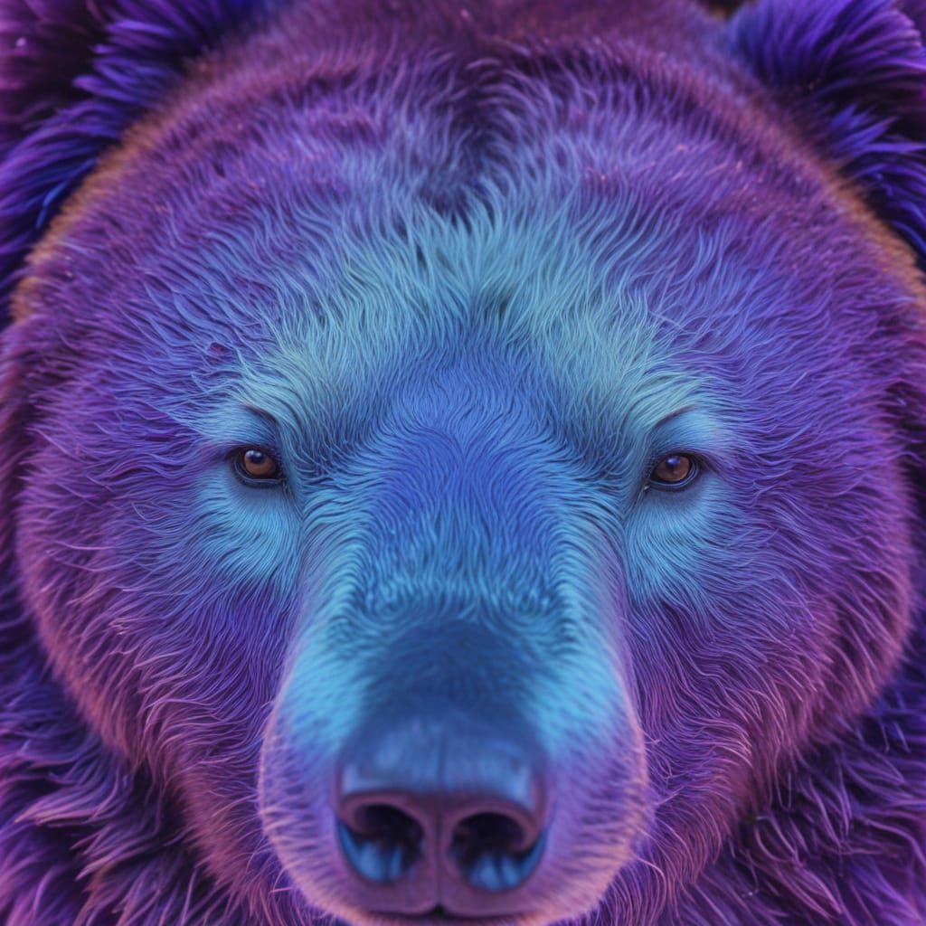 Ultraviolet Portrait of Victorian Grizzly Bear Sculpture