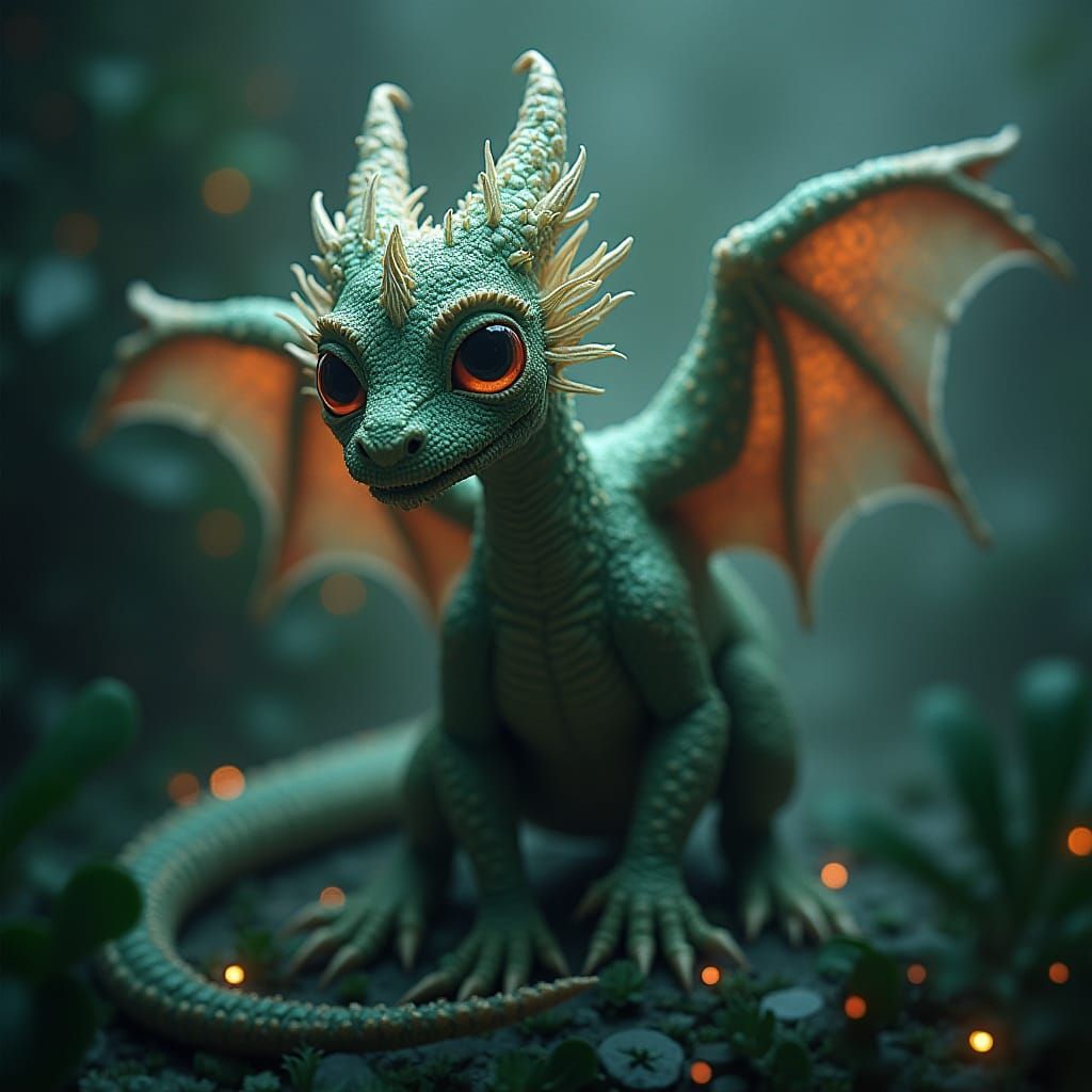 Floral Dragon with LED Wings in Eldritch Style