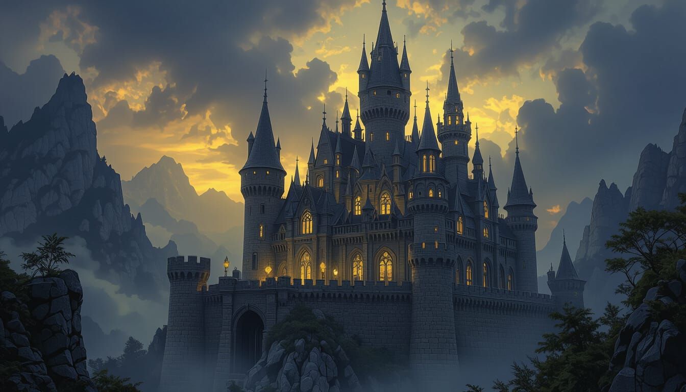 Mystical Castle in Dark Fantasy Style