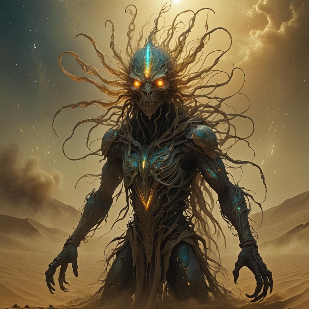 Mythic Desert Creature in Beksiński Style