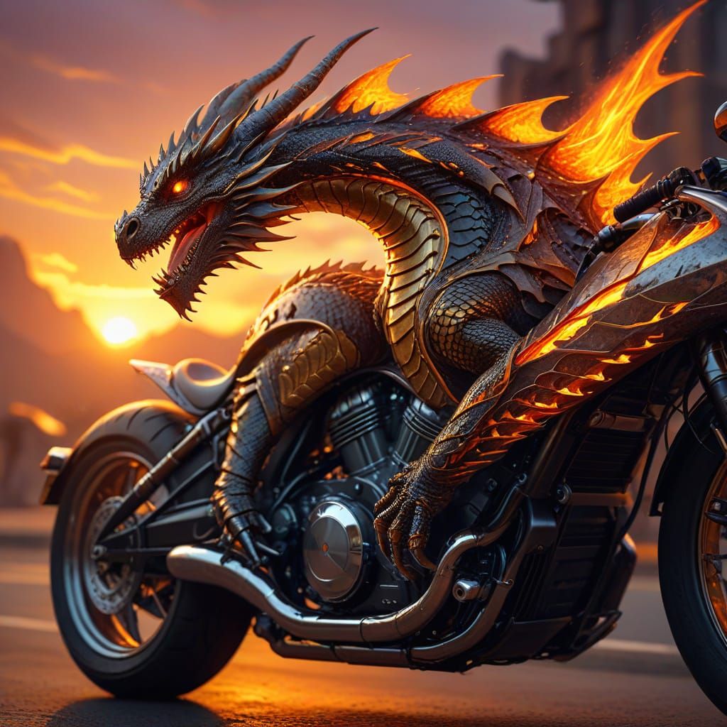 Dragon on Motorcycle: Fantasy Concept Art in Digital Paintin...