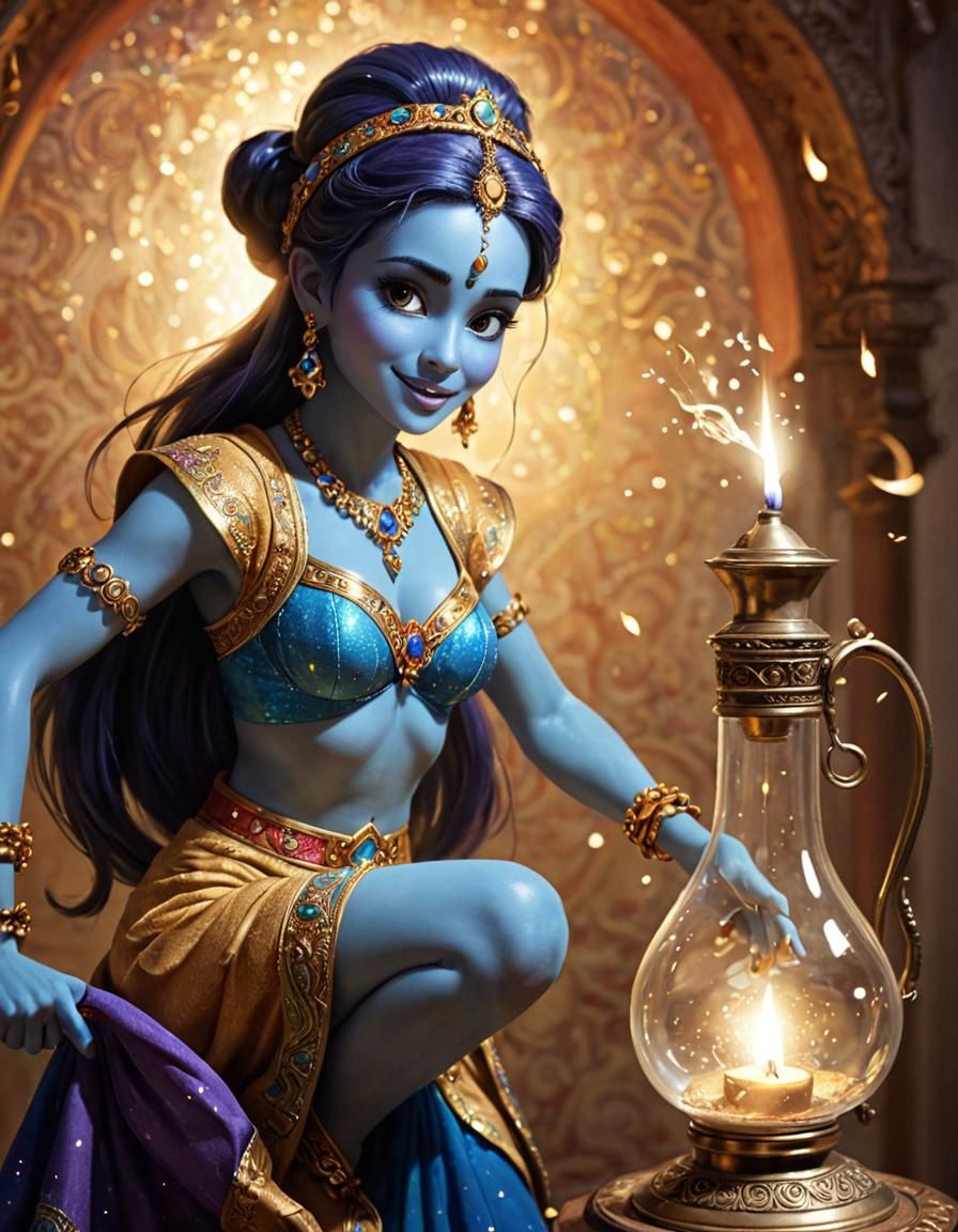 Gorgeous Genie Emerges From Magical Lamp